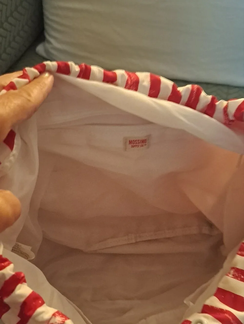 Mossimo Supply Co. Red & White Striped Backpack with Blue Star Pockets